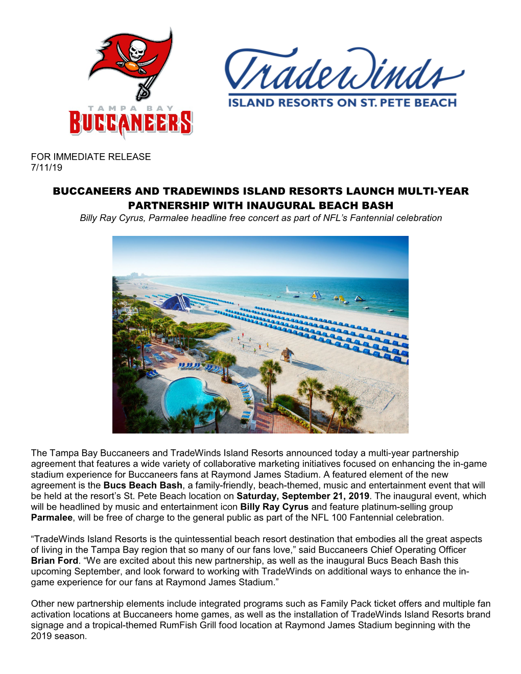 Buccaneers and Tradewinds Island Resorts Launch