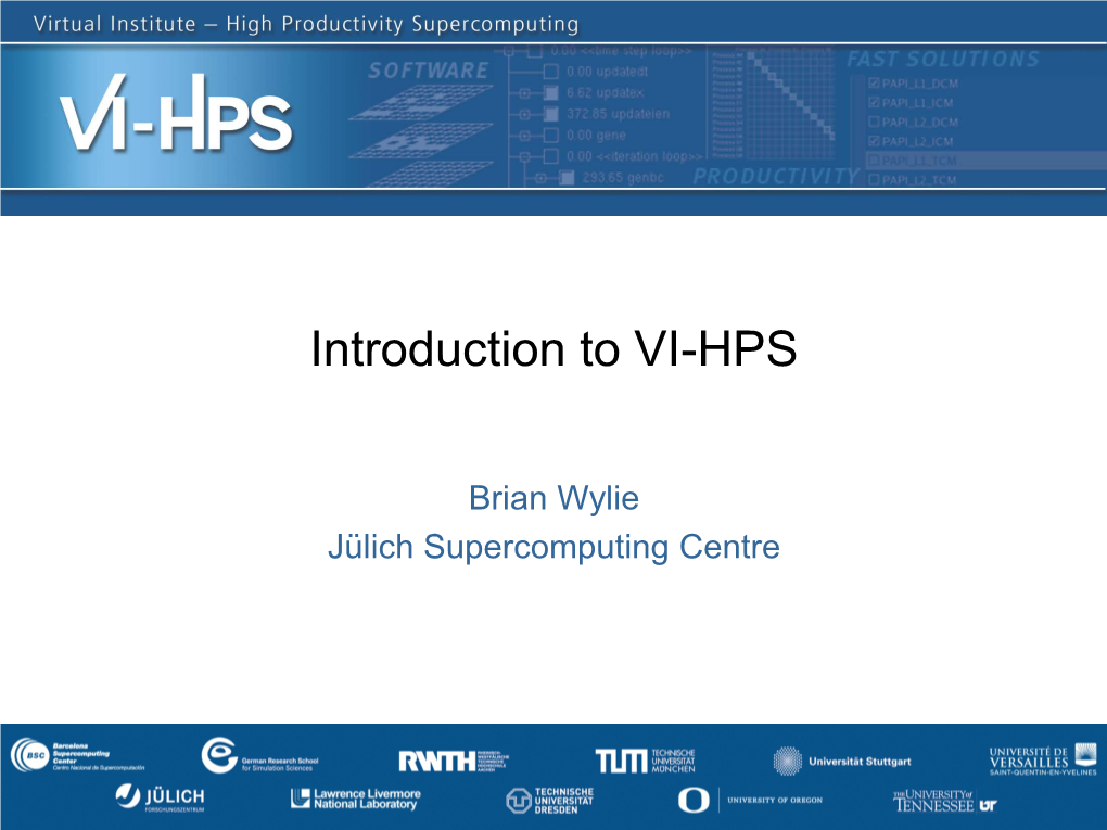 Introduction to VI-HPS