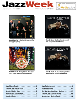 Jazzweek with Airplay Data Powered by Jazzweek.Com • June 1, 2009 Volume 5, Number 27 • $7.95