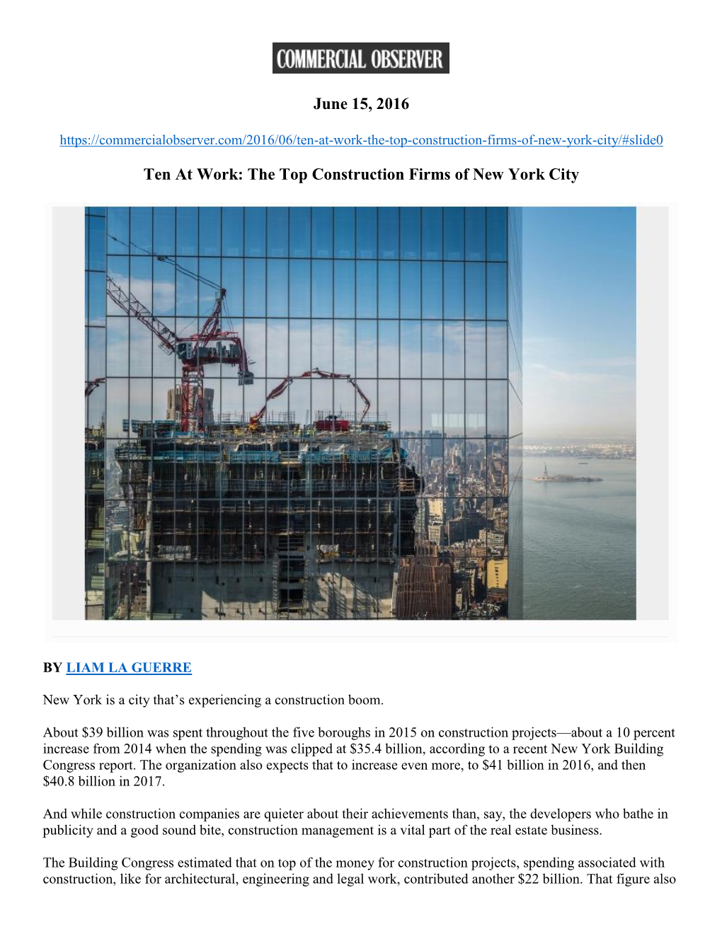 The Top Construction Firms of New York City