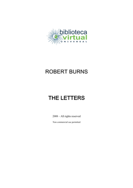 Robert Burns the Letters