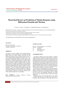 Theoretical Review on Prediction of Motion Response Using Diffraction Potential and Morison