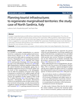 Planning Tourist Infrastructures to Regenerate Marginalised Territories: the Study Case of North Sardinia, Italy Ludovica Sechi, Rossella Moscarelli* and Paolo Pileri