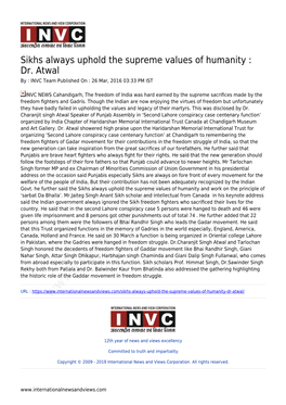 Dr. Atwal by : INVC Team Published on : 26 Mar, 2016 03:33 PM IST