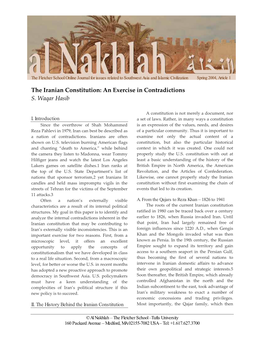 The Iranian Constitution: an Exercise in Contradictions S
