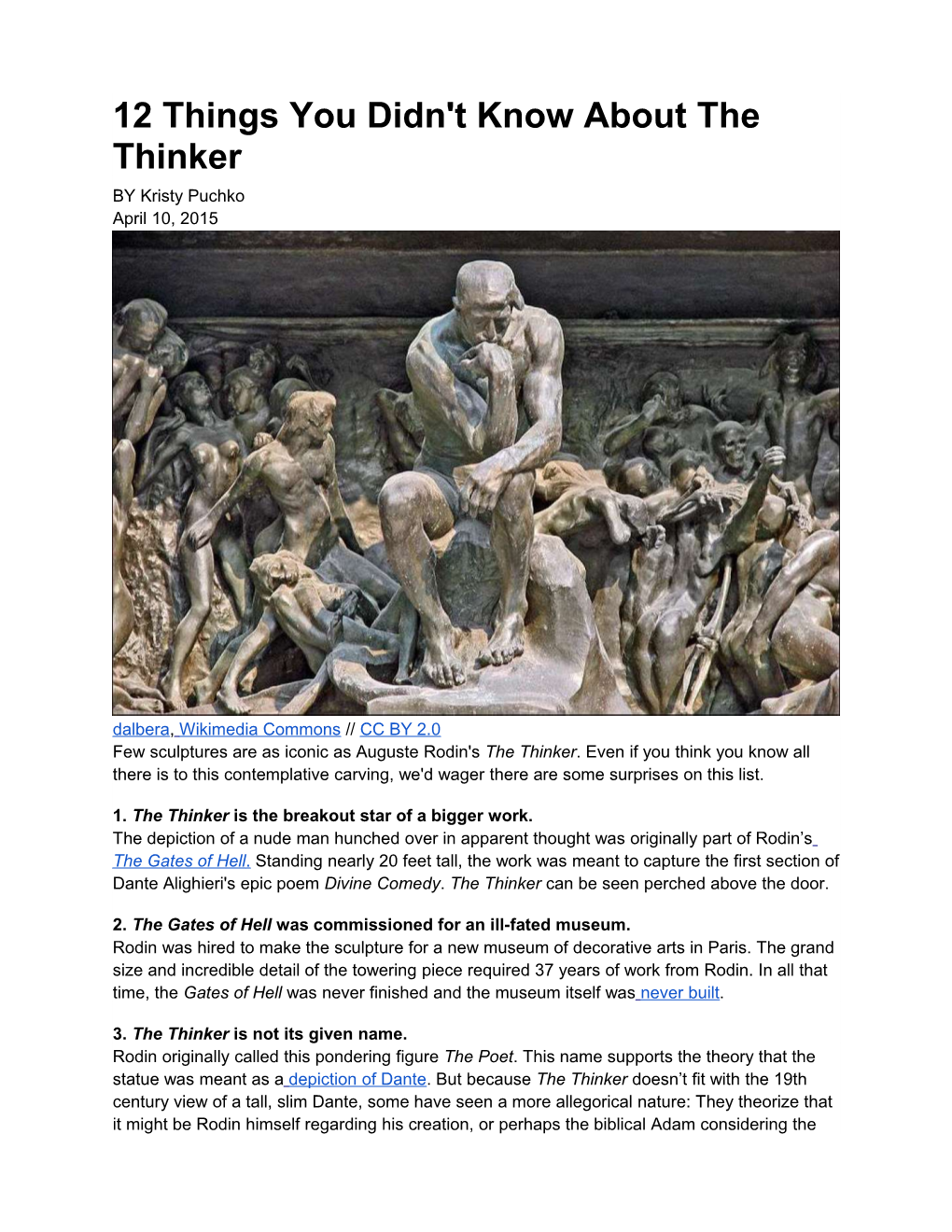 12 Things You Didn't Know About the Thinker