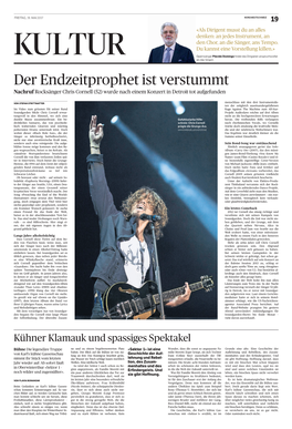 Der Endzeitprophet Ist Verstummt Nachruf Rocksänger Chris Cornell (52) Wurde Nach Einem Konzert in Detroit Tot Aufgefunden