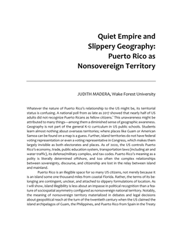 Puerto Rico As Nonsovereign Territory