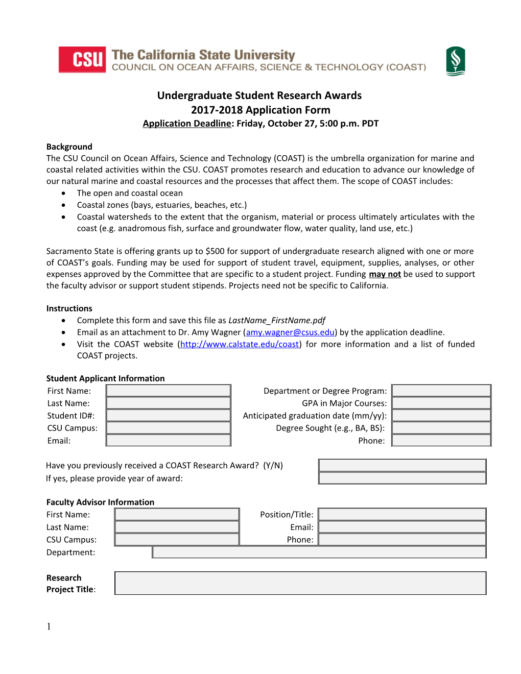 Undergraduate Student Research Awards