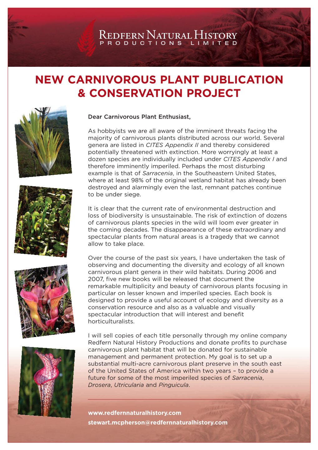 New Carnivorous Plant Publication & Conservation
