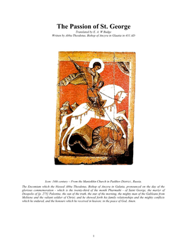 The Passion of St. George Translated by E