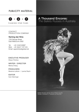A Thousand Encores: the Ballets Russes in Australia