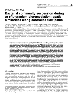Bacterial Community Succession During in Situ Uranium Bioremediation: Spatial Similarities Along Controlled Flow Paths