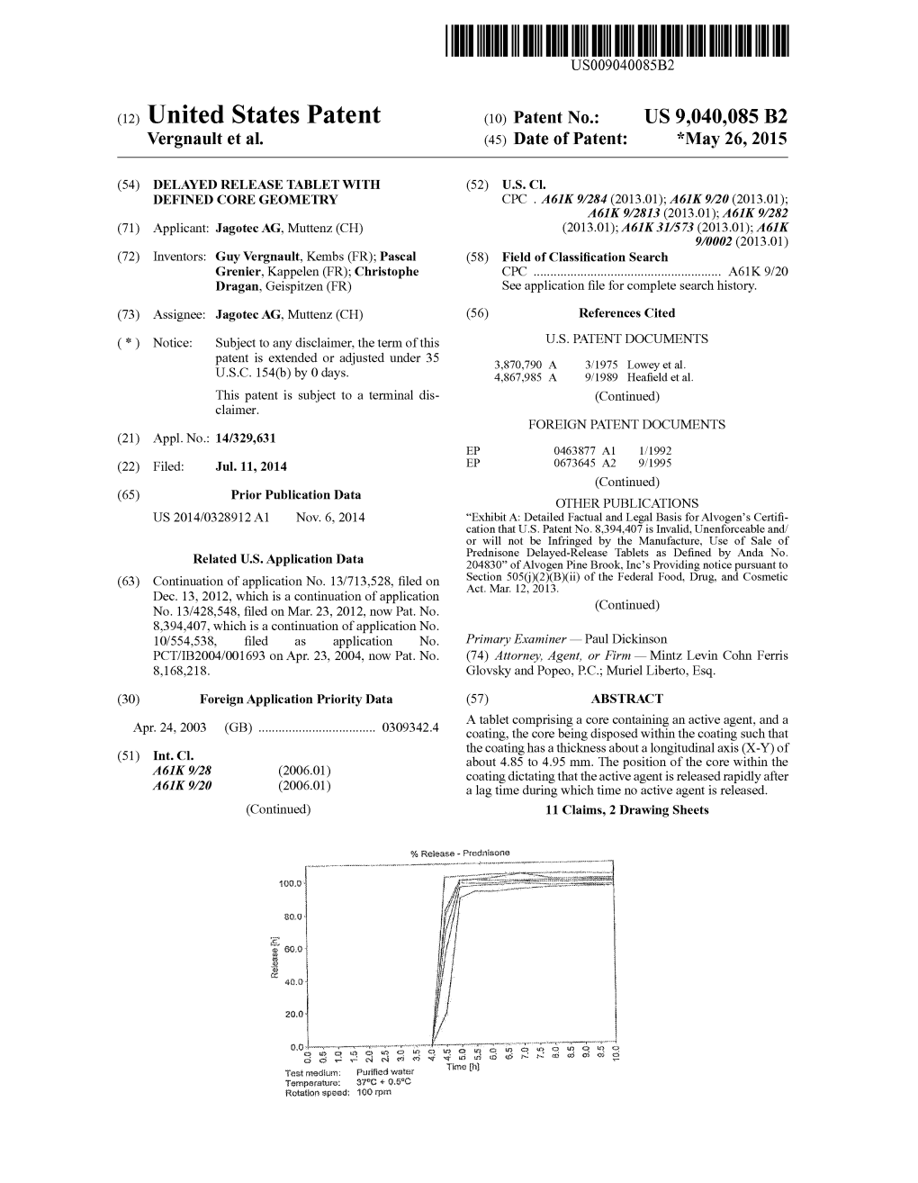 (12) United States Patent (10) Patent No.: US 9,040,085 B2 Vergnault Et Al