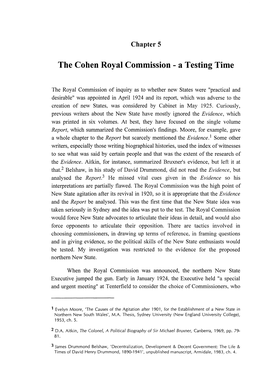 The Cohen Royal Commission - a Testing Time