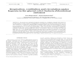 Respiration, Ventilation and Circulation Under Hypoxia in the Glacial Relict Saduria (Mesidotea) Entornon