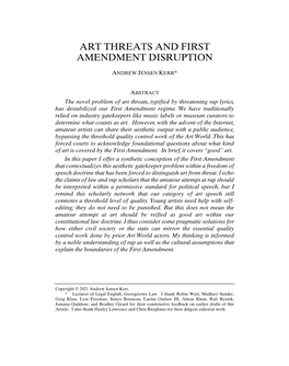 Art Threats and First Amendment Disruption