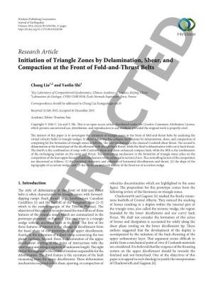 Initiation of Triangle Zones by Delamination, Shear, and Compaction at the Front of Fold-And-Thrust Belts