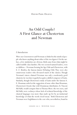 A First Glance at Chesterton and Newman