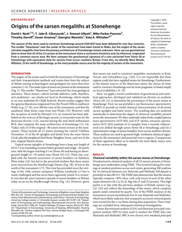 Origins of the Sarsen Megaliths at Stonehenge Exclusive Licensee David J