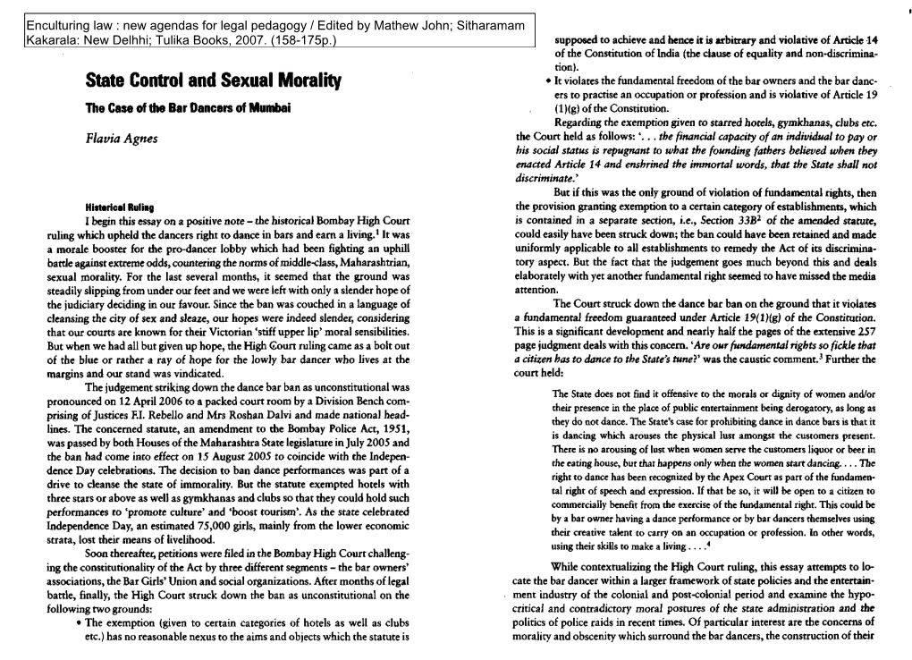 State Control and Sexual Morality