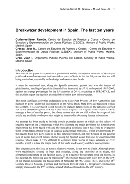 Breakwater Development in Spain. the Last Ten Years