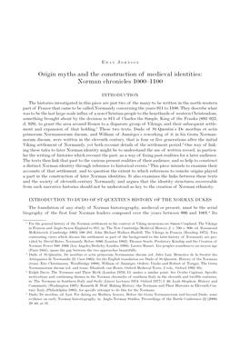 Origin Myths and the Construction of Medieval Identities: Norman Chronicles 1000–1100