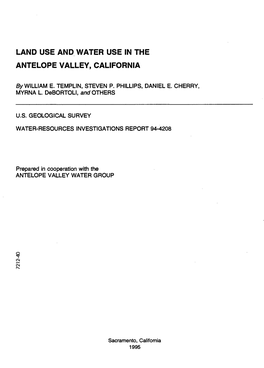 Land Use and Water Use in the Antelope Valley, California