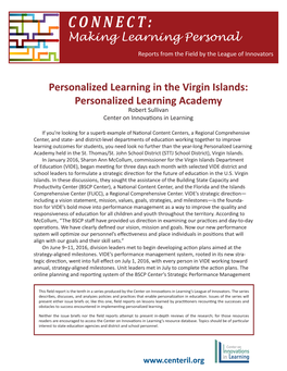 Personalized Learning in the Virgin Islands: Personalized Learning Academy Robert Sullivan Center on Innovations in Learning