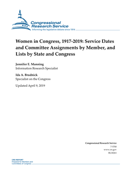 Women in Congress, 1917-2019: Service Dates and Committee Assignments by Member, and Lists by State and Congress