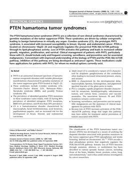 PTEN Hamartoma Tumor Syndromes