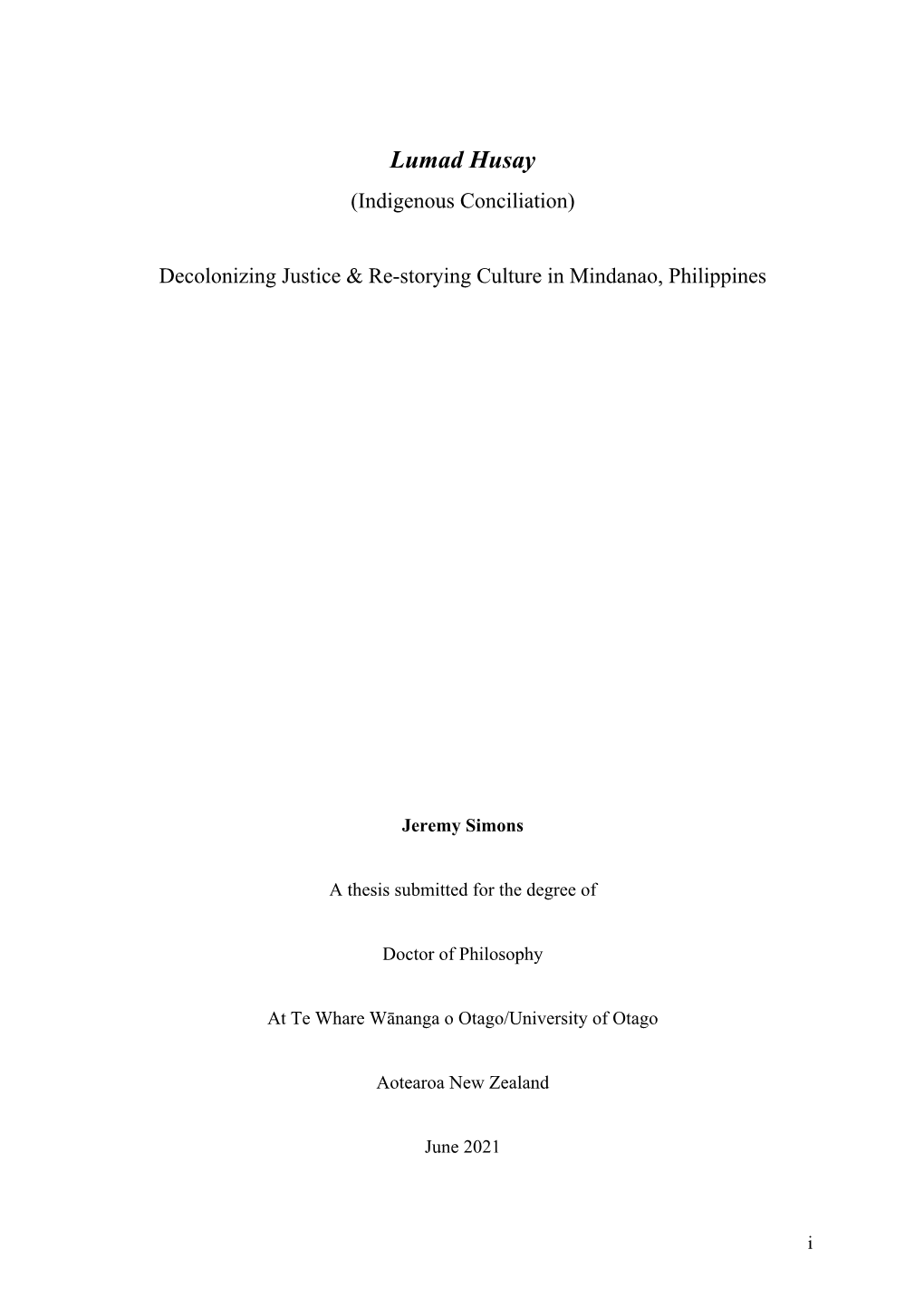 Lumad Husay (Indigenous Conciliation)