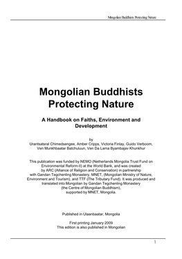 Mongolian Buddhists Protecting Nature