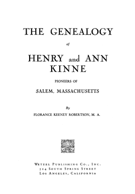 THE GENEALOGY HENRY and ANN KINNE