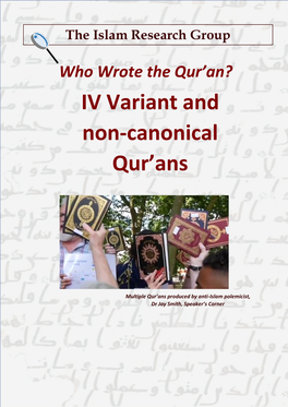 IV Variant and Non-Canonical Qur'ans Manuscripts