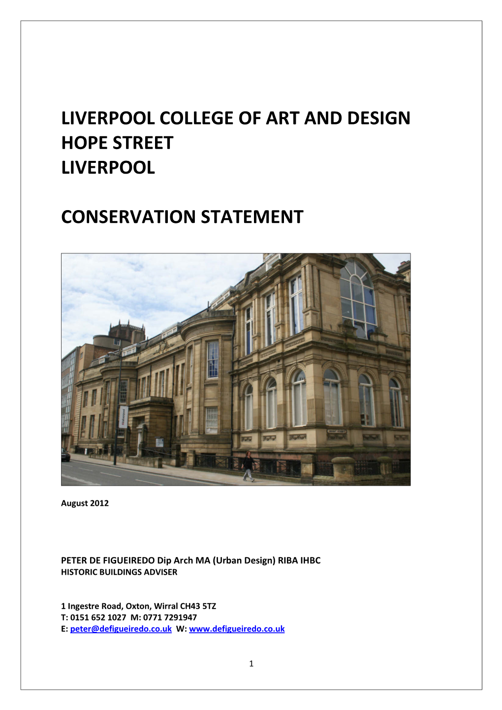 Liverpool College of Art and Design Hope Street Liverpool