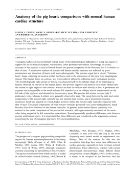 Anatomy of the Pig Heart: Comparisons with Normal Human Cardiac Structure