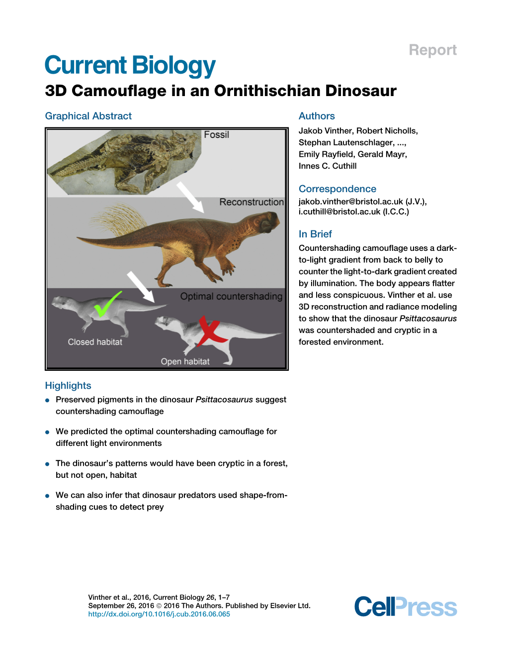 3D Camouflage in an Ornithischian Dinosaur