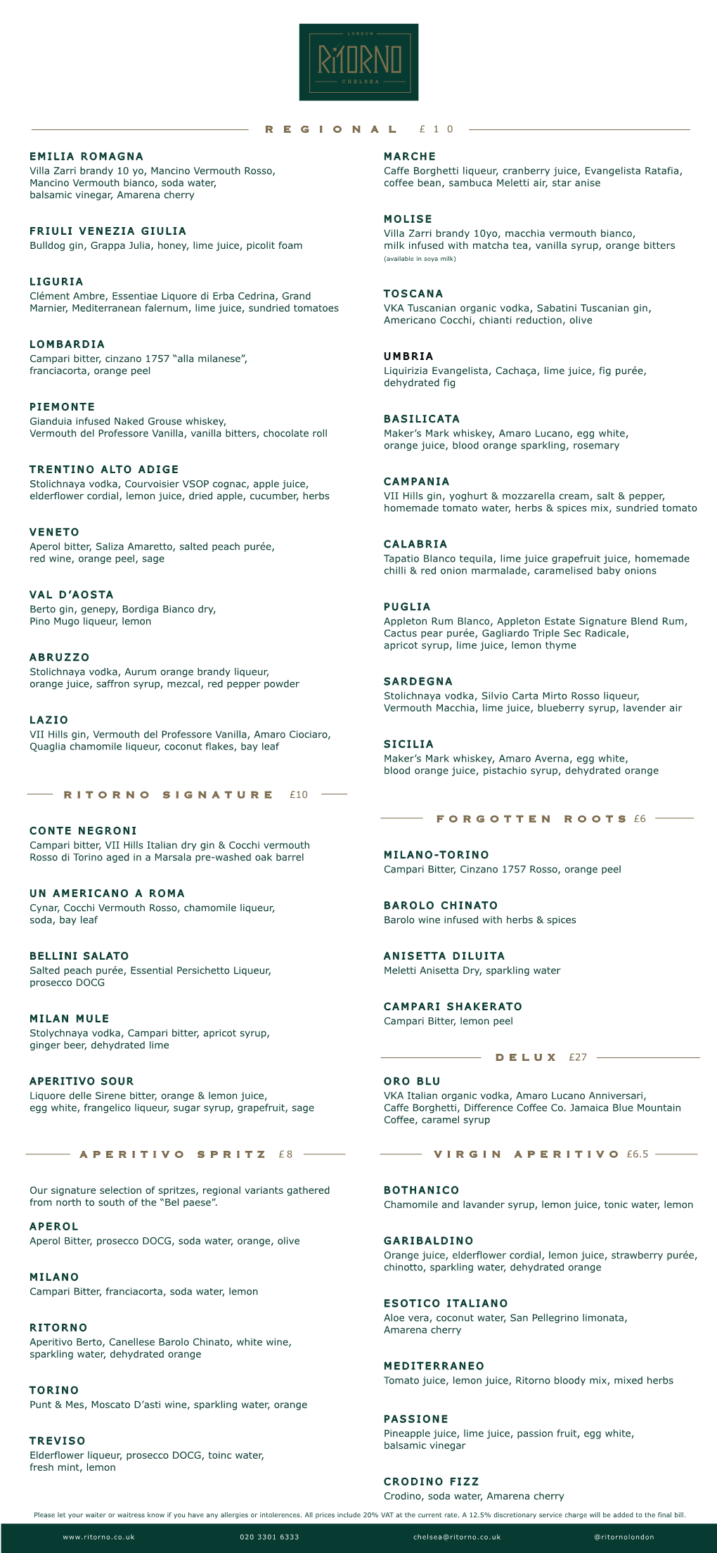 Ritorno Autumn New Menu Layout