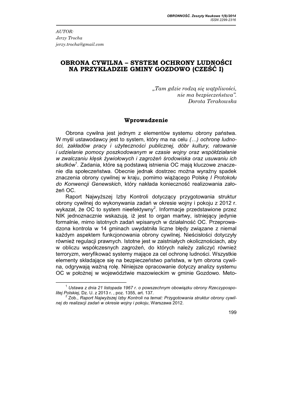 Obrona Cywilna – System Ochrony Ludności… ISSN 2299-2316