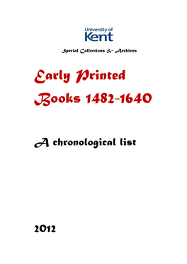 Early Printed Books 1482-1640