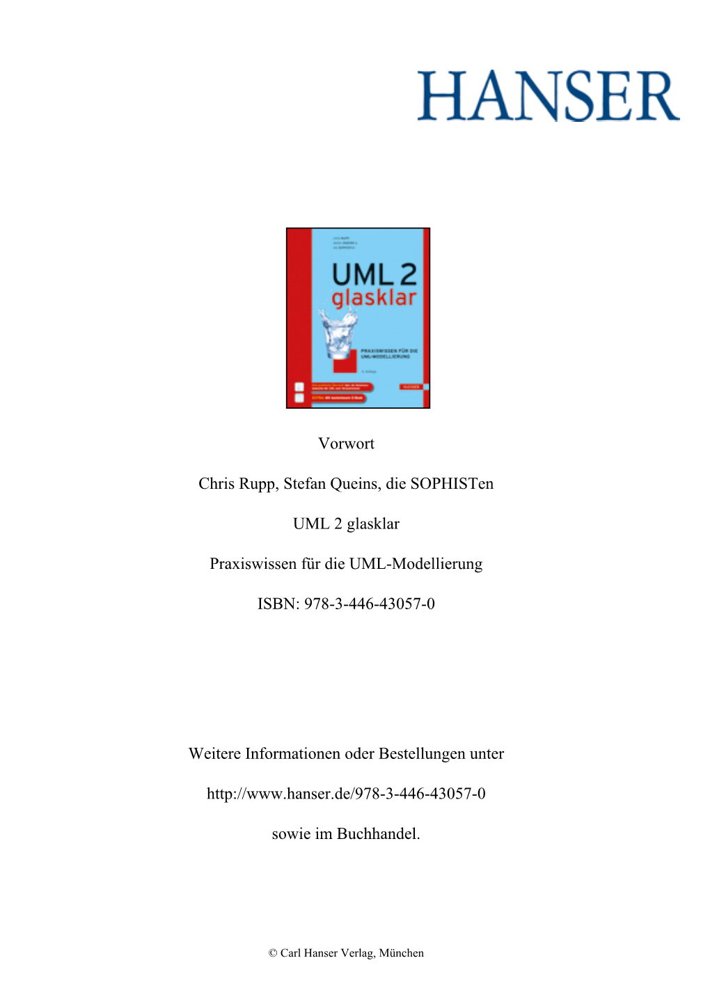 Vorwort Chris Rupp, Stefan Queins, Die Sophisten UML 2 Glasklar