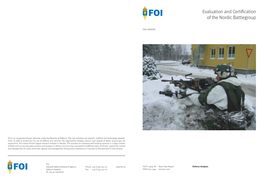 Evaluation and Certification of the Nordic Battlegroup