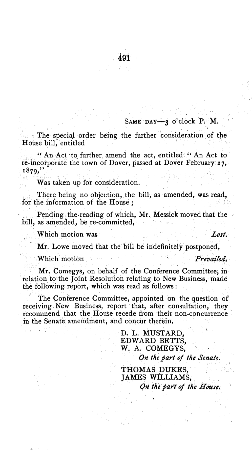 Lost. Prevailed .. on the Part of the ~Enate. Qn Tmpaft of the House