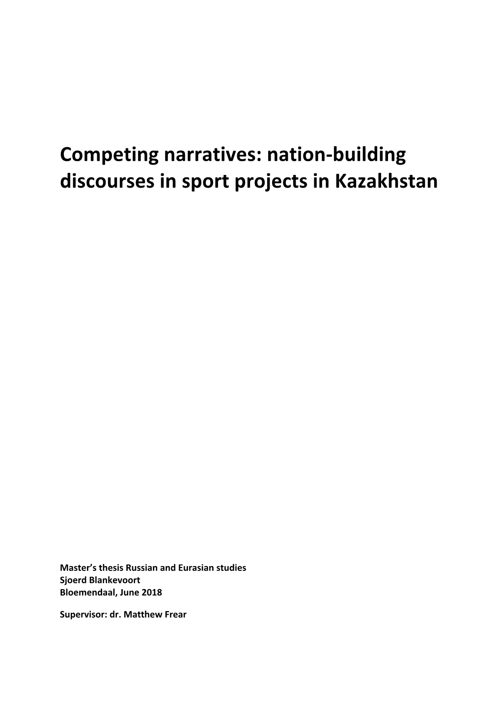 Building Discourses in Sport Projects in Kazakhstan