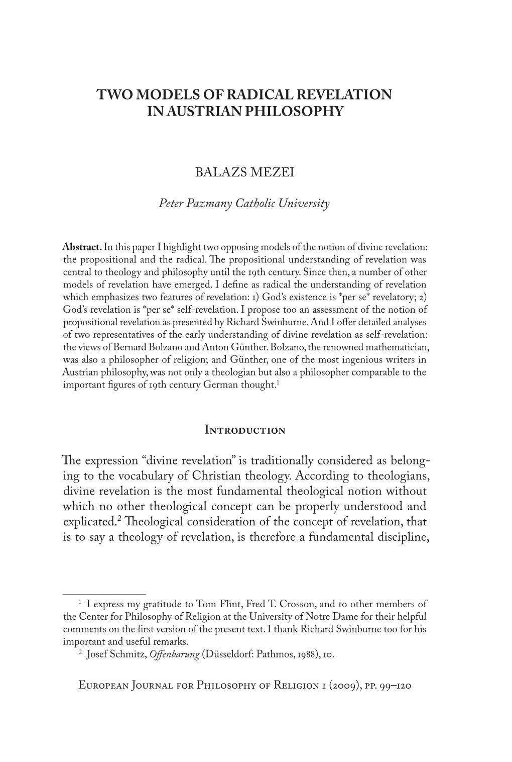 Two Models of Radical Revelation in Austrian Philosophy