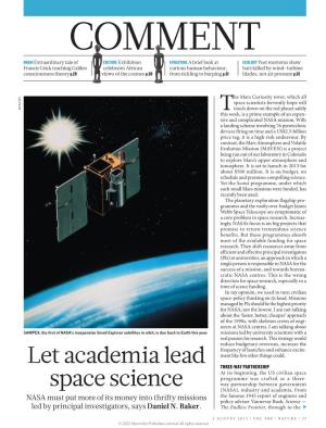 Let Academia Lead Space Science
