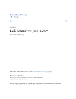 The DAILY EASTERN NEWS THUR SDAY, JUNE 11, 2009 VOL