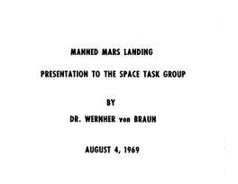 Manned Mars Landing Presentation to the Space Task Group