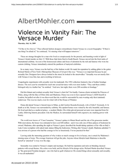 Albertmohler.Com – Violence in Vanity Fair: the Versace Murder